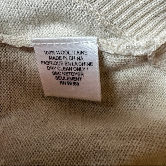 Vera Wang Lavender Label 100% Wool Longline Sweater Tunic XS Beige - Picture 4 of 4